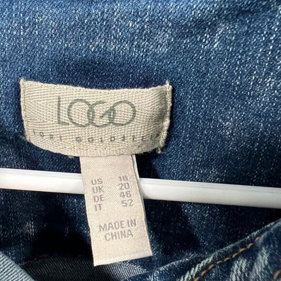 LOGO by Lori Goldstein Denim Jacket with Frayed Hem Medium Vintage Reg 16 - Picture 4 of 9